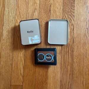 New Relic Metal Clip Front Pocket Wallet with storage Tin Read